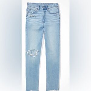 American eagle highest rise straight Distressed Blue Jeans
